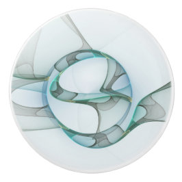 Modern Abstrakt Fractal Art Blue Turcos Grått Knopp