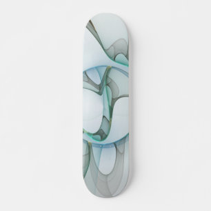 Modern Abstrakt Fractal Art Blue Turcos Grått Mini Skateboard Bräda 18,5 Cm