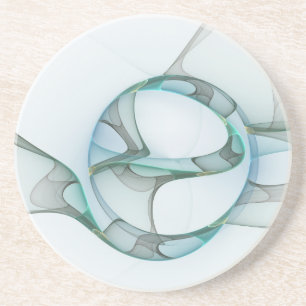 Modern Abstrakt Fractal Art Blue Turcos Grått Underlägg