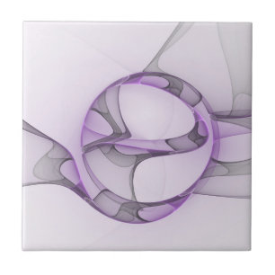 Modern Abstrakt Fractal Art Lavender Grått Kakelplatta