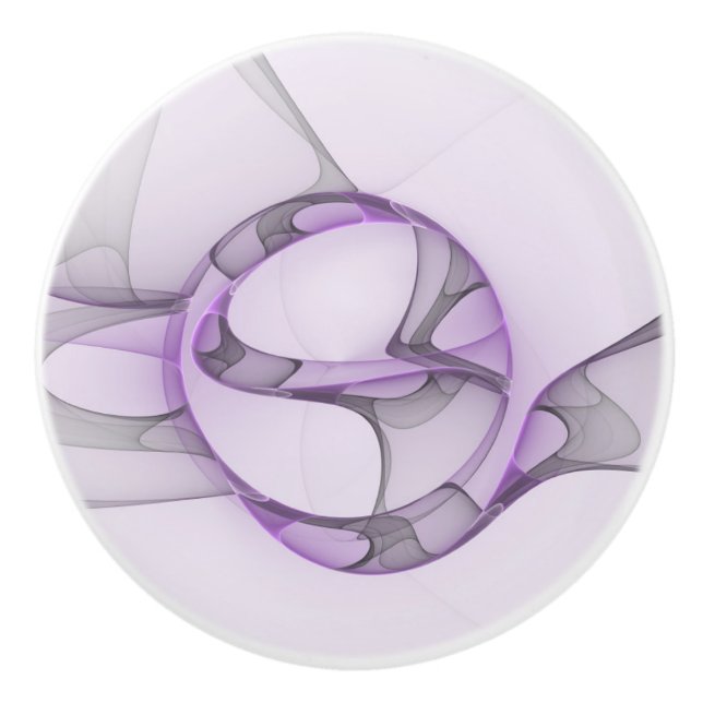 Modern Abstrakt Fractal Art Lavender Grått Knopp (Framsidan)