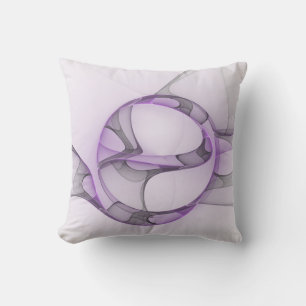 Modern Abstrakt Fractal Art Lavender Grått Kudde