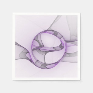 Modern Abstrakt Fractal Art Lavender Grått Pappersservett