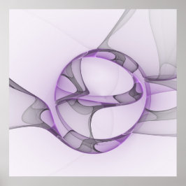 Modern Abstrakt Fractal Art Lavender Grått Poster