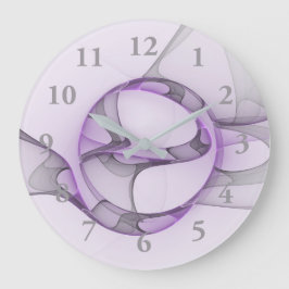 Modern Abstrakt Fractal Art Lavender Grått Stor Klocka