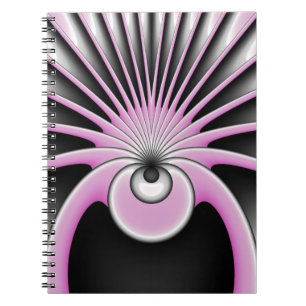 Modern Abstrakt Fractal Art Rosa Grått Black Figur Anteckningsbok