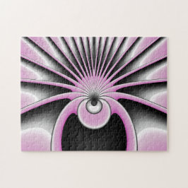 Modern Abstrakt Fractal Art Rosa Grått Black Figur Pussel