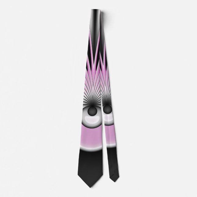 Modern Abstrakt Fractal Art Rosa Grått Black Figur Slips (Framsida)
