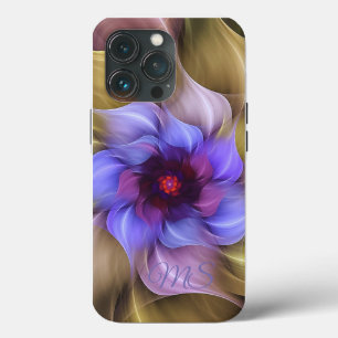 Modern Abstrakt Fractal Colorful Flower Monogram