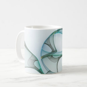 Modern abstrakt fraktal konst blå turkos grå kaffemugg