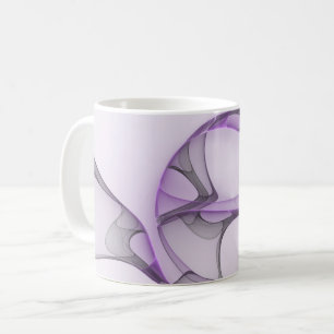 Modern Abstrakt Fraktal Konst Lavendelgrå Kaffemugg