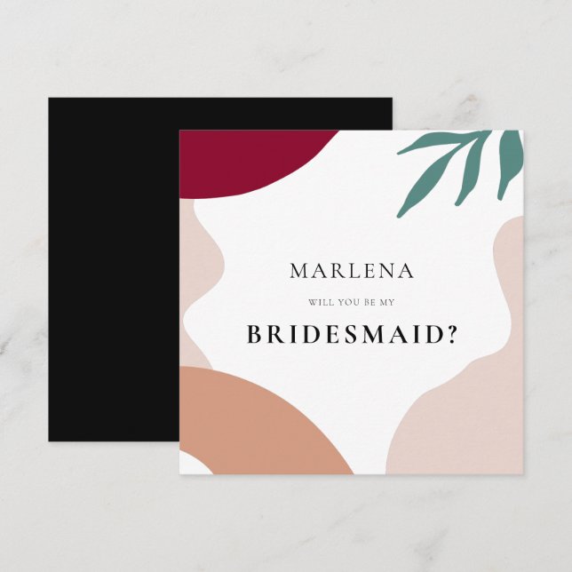 Modern abstrakt frieri kort i Bridesmaid (Fram/baksida)