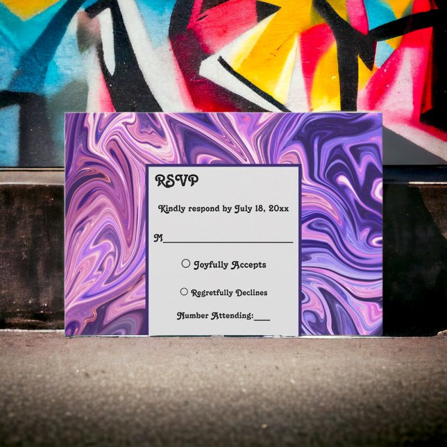 Modern Abstrakt Galaxy Art Vågigt blå Chic Bröllop OSA Kort (Skapare uppladdad)