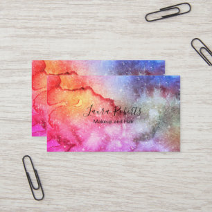 Modern Abstrakt Galaxy Watercolor Visitkort