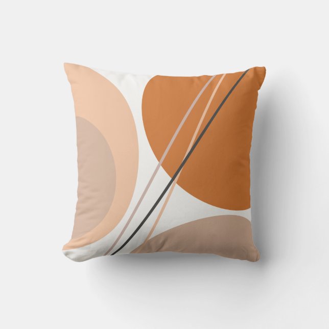 Modern Abstrakt Geo Pastel Brown Cream Rosa Kudde (Framsida)