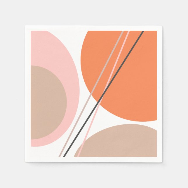 Modern Abstrakt Geo Pastel Orange Rosa Beige Pappersservett (Framsidan)