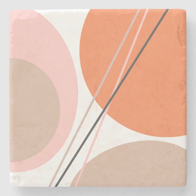Modern Abstrakt Geo Pastel Orange Rosa Beige Stenunderlägg (Framsidan)