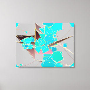 Modern Abstrakt - Geometri, Grått och turkos Canvastryck