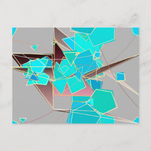 Modern Abstrakt - Geometri, Grått och turkos Vykort