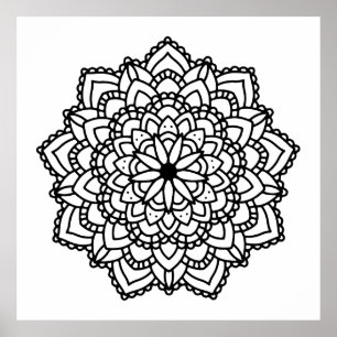 Modern Abstrakt Geometric Black Mandala Poster