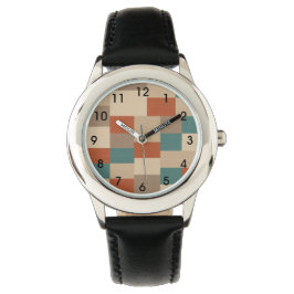 Modern Abstrakt Geometric Block i Teal & Beige Armbandsur