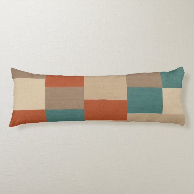 Modern Abstrakt Geometric Block i Teal & Beige Kroppskudde (Framsidan)