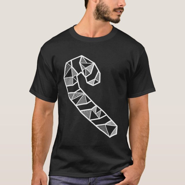 Modern Abstrakt Geometric Candy cane Julafton Pres T Shirt (Framsida)