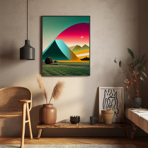 Modern Abstrakt Geometric Ligcape Art Vibrant Poster