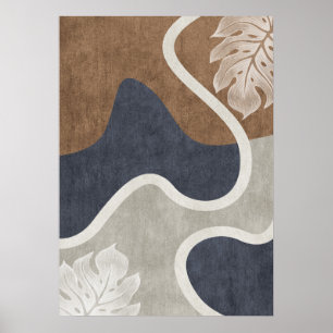 Modern Abstrakt Geometric Löv Wall Art Poster
