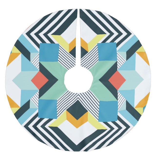 Modern Abstrakt Geometric Mönster. Julgransmatta Borstad Polyester (Framsidan)