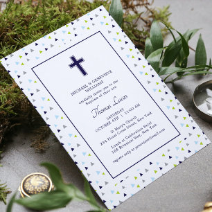 Modern Abstrakt Geometric Mönster Kor-baptism Inbjudningar