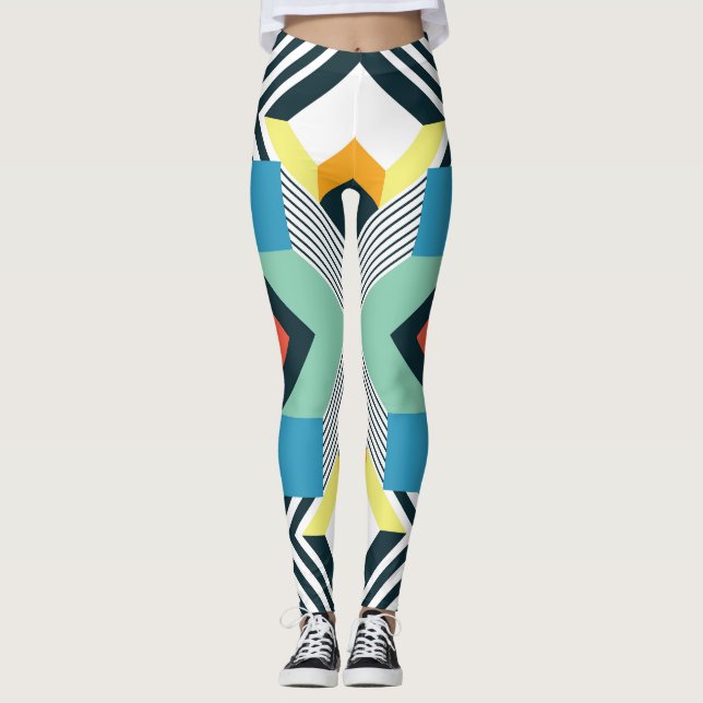 Modern Abstrakt Geometric Mönster. Leggings (Framsida)