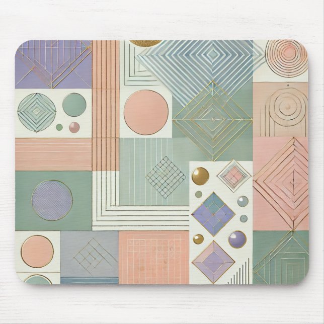 Modern Abstrakt Geometric Pastel Mouse Pad - Elega Musmatta (Framsidan)