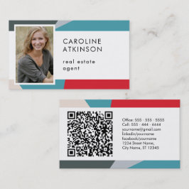 Modern Abstrakt Geometric Photo QR-kod Visitkort