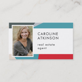 Modern Abstrakt Geometric Photo QR-kod Visitkort