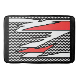 Modern Abstrakt Geometric Red Black Large Bath Mat Badrumsmatta