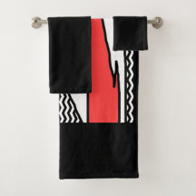 MODERN ABSTRAKT GEOMETRIC RED BLACK WHITE