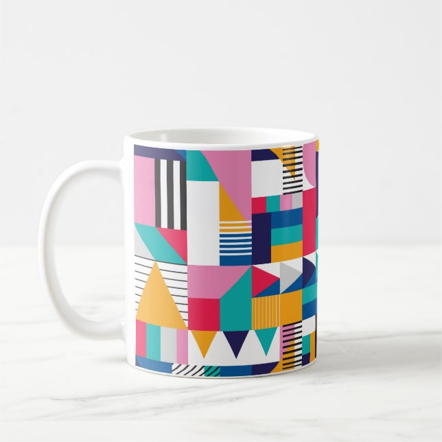 Modern Abstrakt Geometric Seamless Mönster Kaffemugg (Vänster)