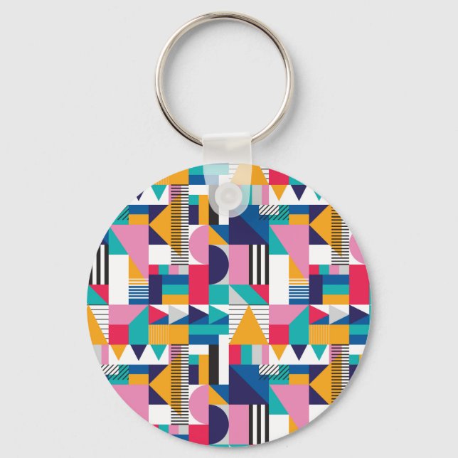 Modern Abstrakt Geometric Seamless Mönster Nyckelring (Framsida)