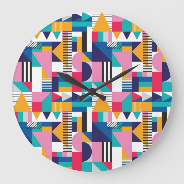 Modern Abstrakt Geometric Seamless Mönster Stor Klocka (Framsida)