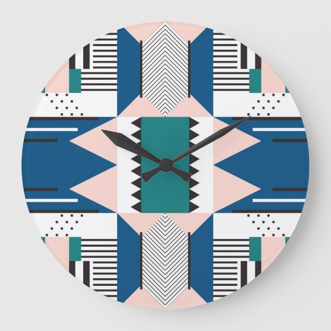 Modern Abstrakt: Geometric Seamless Stil Stor Klocka (Framsida)