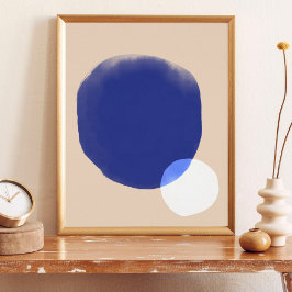 Modern Abstrakt Geometric Shapes Blue Beige Wall Poster