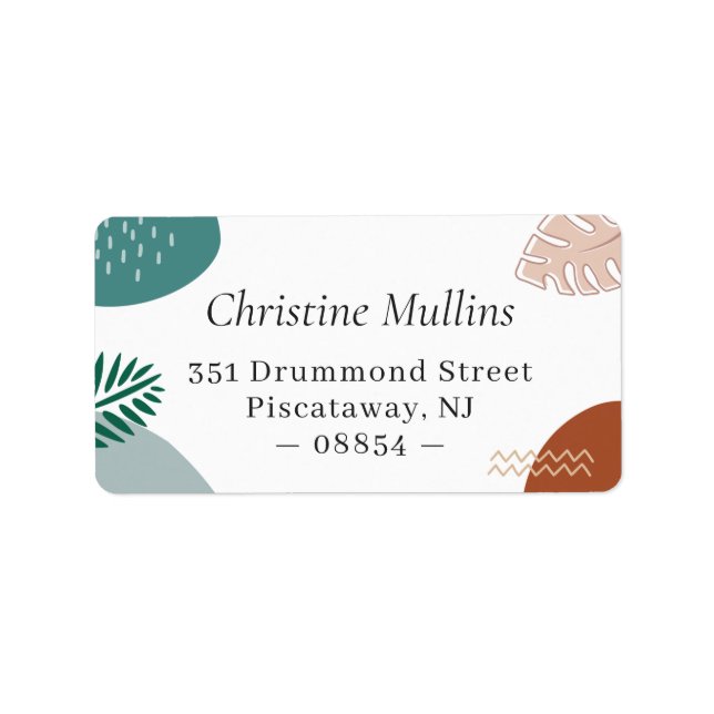 Modern Abstrakt Geometric Summer Tropical Adressetikett (Framsidan)