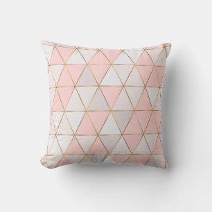 Modern Abstrakt Geometric Triangles Peach Guld Kudde