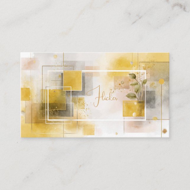 Modern Abstrakt Geometric Watercolor Guld Visitkort (Framsida)