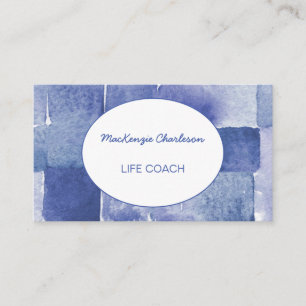 Modern Abstrakt Geometric Watercolor Mönster Blue Visitkort