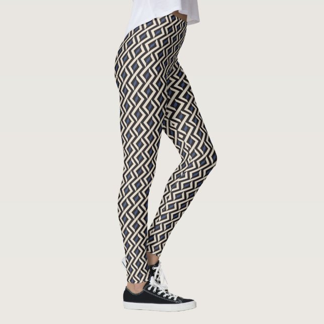Modern Abstrakt geometrisk 2 - Blue Ridge, Panna C Leggings (Höger)