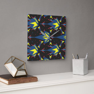 Modern abstrakt geometrisk digital mönster 57 fyrkantig klocka