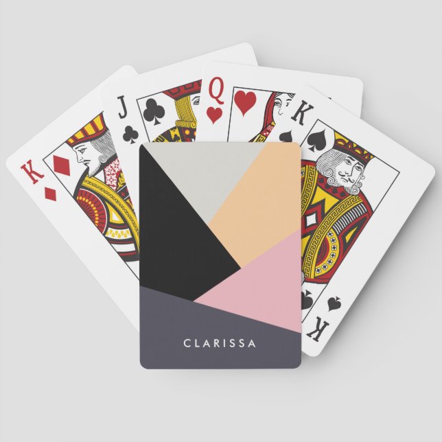 Modern abstrakt, geometrisk färg block mönster casinokort (Baksidan)