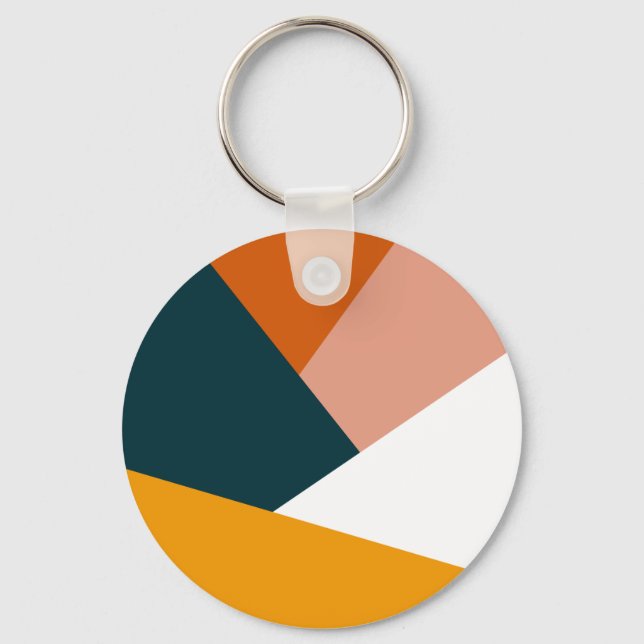 Modern abstrakt, geometrisk färg block mönster nyckelring (Framsida)